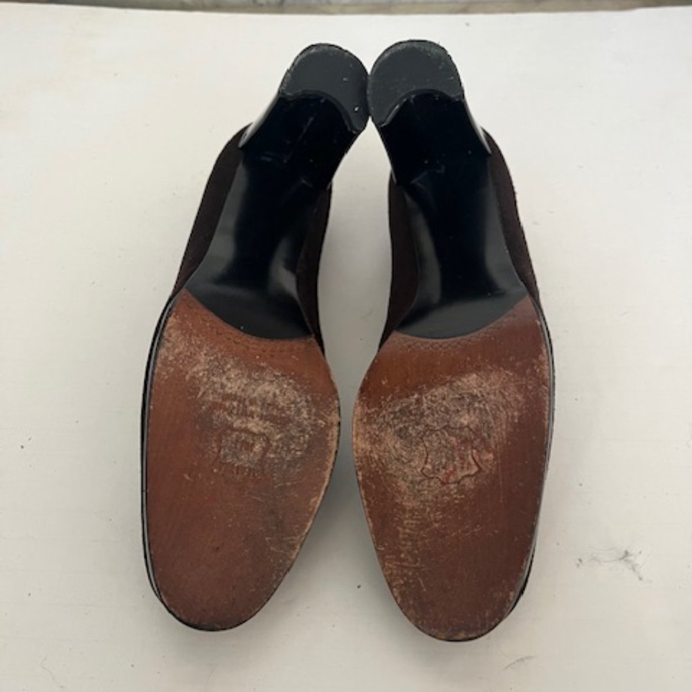 Stuart Weitzman Dark Brown Suede Block Heels - image 6